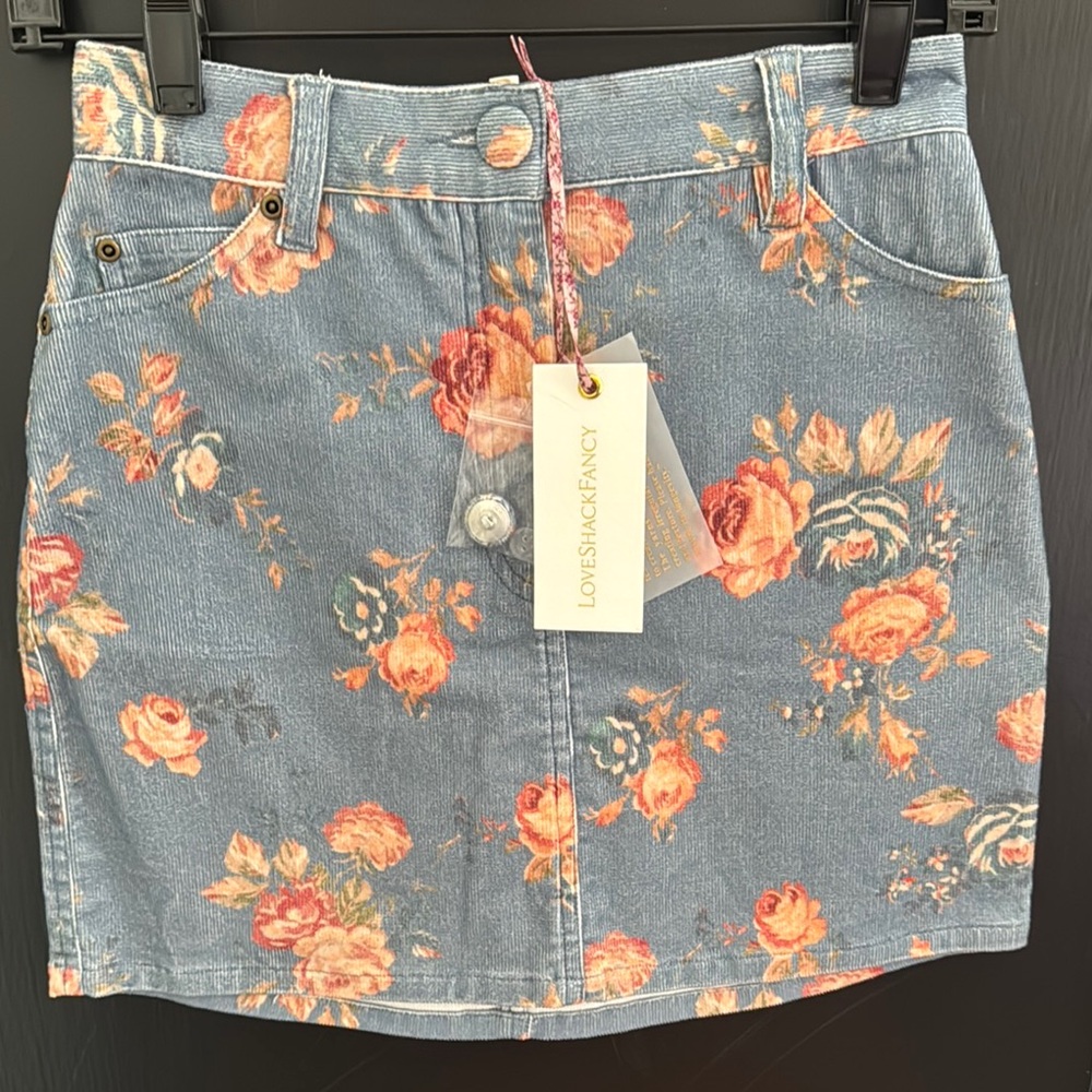 Loveshackfancy Hollywood skirt in Faded Denim- new with tags size 0